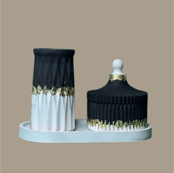 Set of Tower-Vase, Trinket-Box & Tray | 3 Items