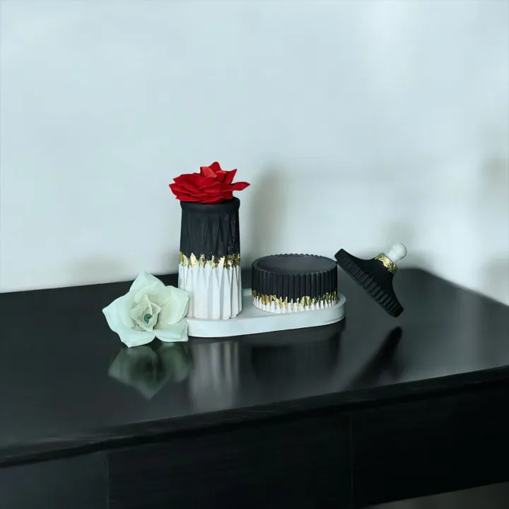 Set of Tower-Vase, Trinket-Box & Tray | 3 Items - Image 3