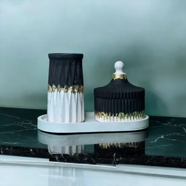Set of Tower-Vase, Trinket-Box & Tray | 3 Items - Image 4