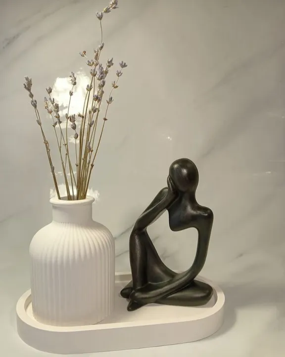 Set of Thinker-Statue, Tray & Vase | 3 Items - Image 8