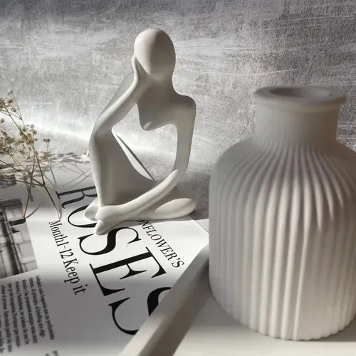 Set of Thinker-Statue, Tray & Vase | 3 Items - Image 5