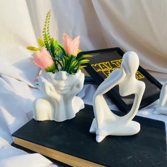 Set of Lady Head and Thinker Statue | 2 Items - Image 5