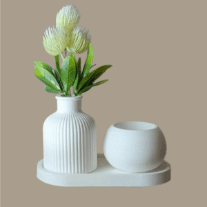 Set of Candle-Pot, Tray & Vase | 3 Items