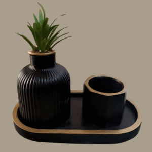 Set of BLACK Mini-Jar, Vase & Tray | 3 Items