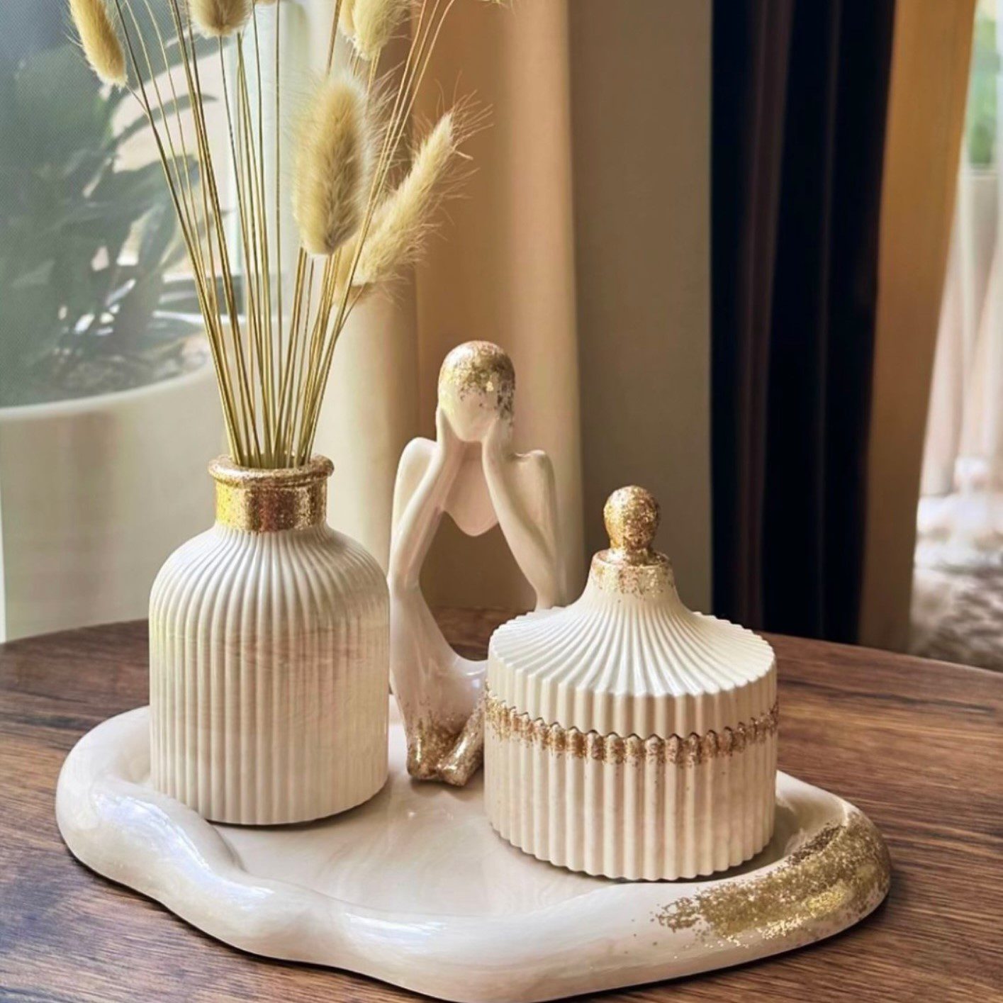 Set of Tray, Thinker, Vase & Trinket-Box | 4 Items - Image 3