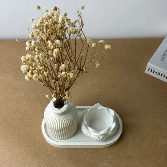 Set of Lotus-Pot, Tray & Vase | 3 Items - Image 4