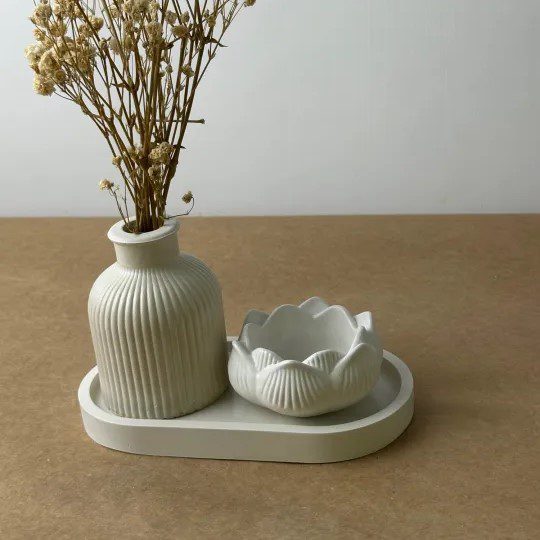 Set of Lotus-Pot, Tray & Vase | 3 Items - Image 5