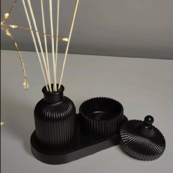 Set of BLACK Trinket-Box, Vase & Tray | 3 Items - Image 5