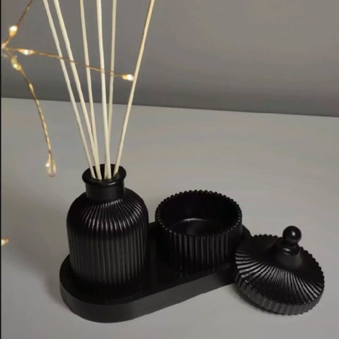 Set of BLACK Trinket-Box, Vase & Tray | 3 Items - Image 5