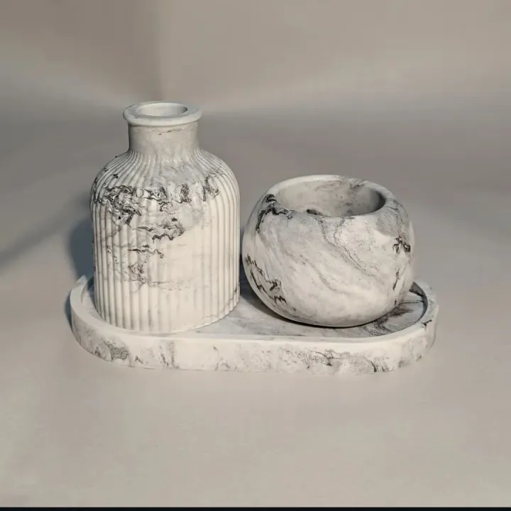 Set of Candle-Pot, Tray & Vase | 3 Items - Image 2