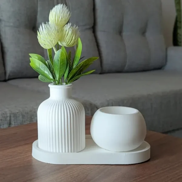 Set of Candle-Pot, Tray & Vase | 3 Items - Image 5