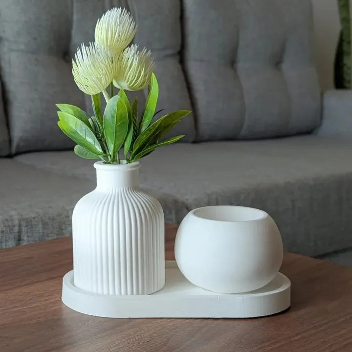 Set of Candle-Pot, Tray & Vase | 3 Items - Image 5