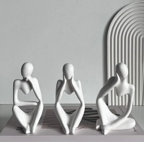 Set of Triplet Thinker Statues | 3 Items - Image 4
