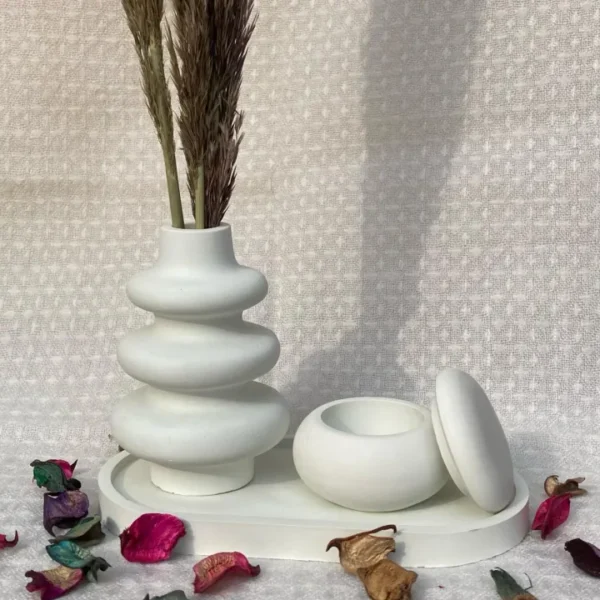 Set of Tray, Pot & Twisted-Vase | 3 Items - Image 2