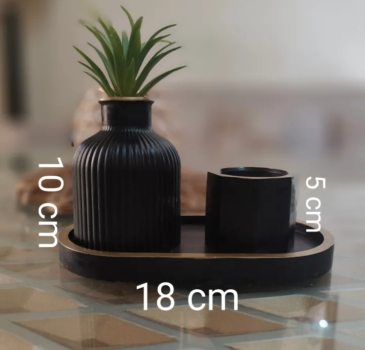 Set of BLACK Mini-Jar, Vase & Tray | 3 Items - Image 5